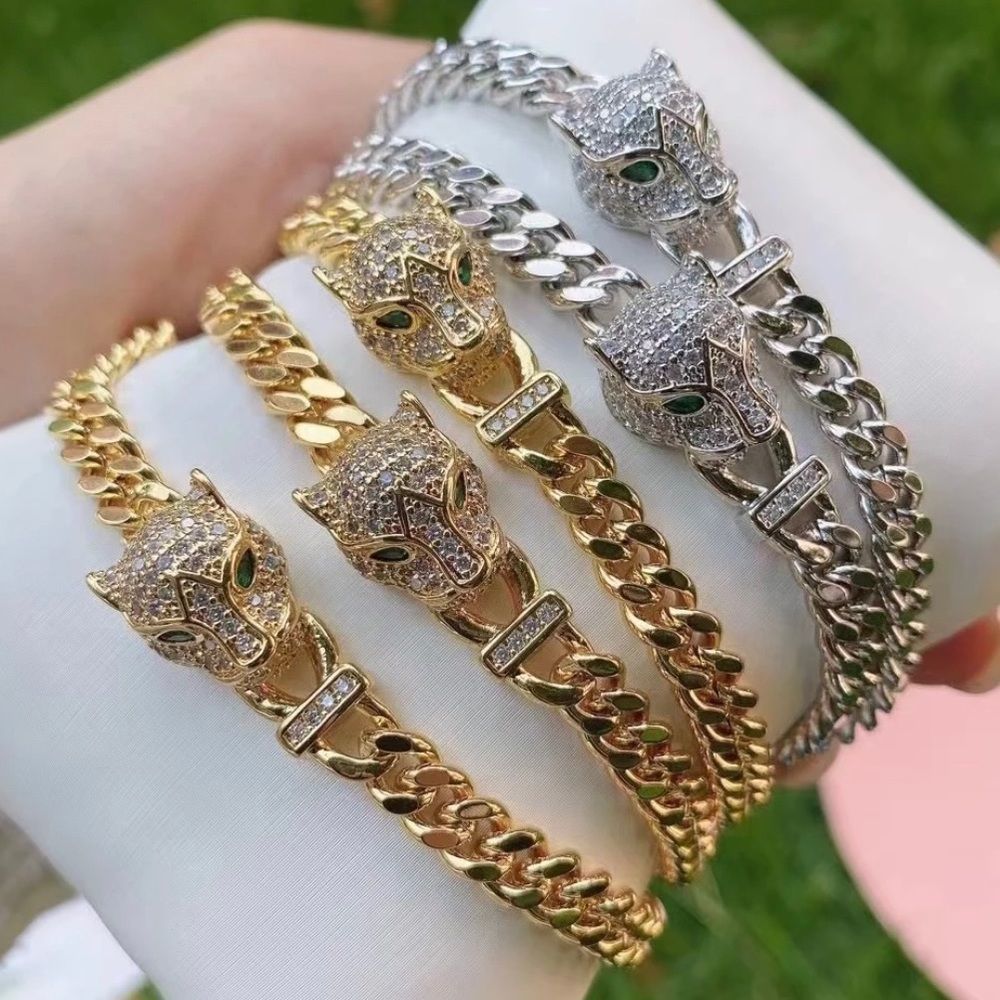 Leopard Cuban Link Diamond Bracelet